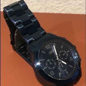 Men's Guess Analog Quartz Blue Dial Two Tone
